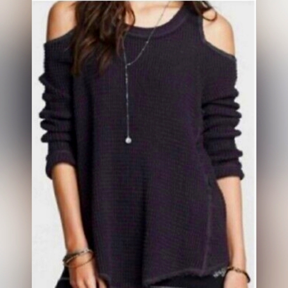 Free People Cold Shoulder Waffle Knit Top - Picture 1 of 7